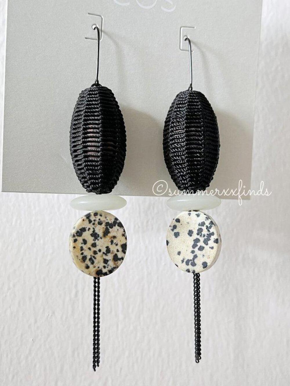COS Mixed Material Drop Earrings